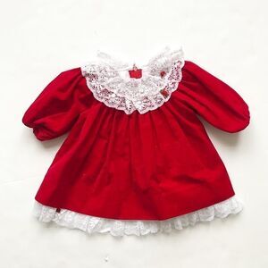 Vintage Elvira Vali velvet lace collar dress 6m